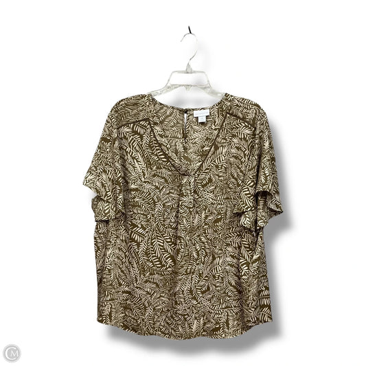 Top Short Sleeve By Liz Claiborne In Tropical Print, Size: L
