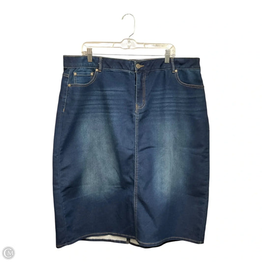 Skirt Midi By Cato In Blue Denim, Size: 2x