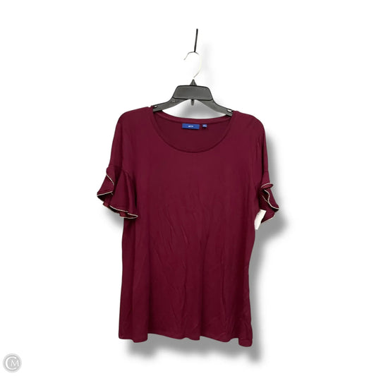 Top Short Sleeve By Apt 9 In Maroon, Size: L