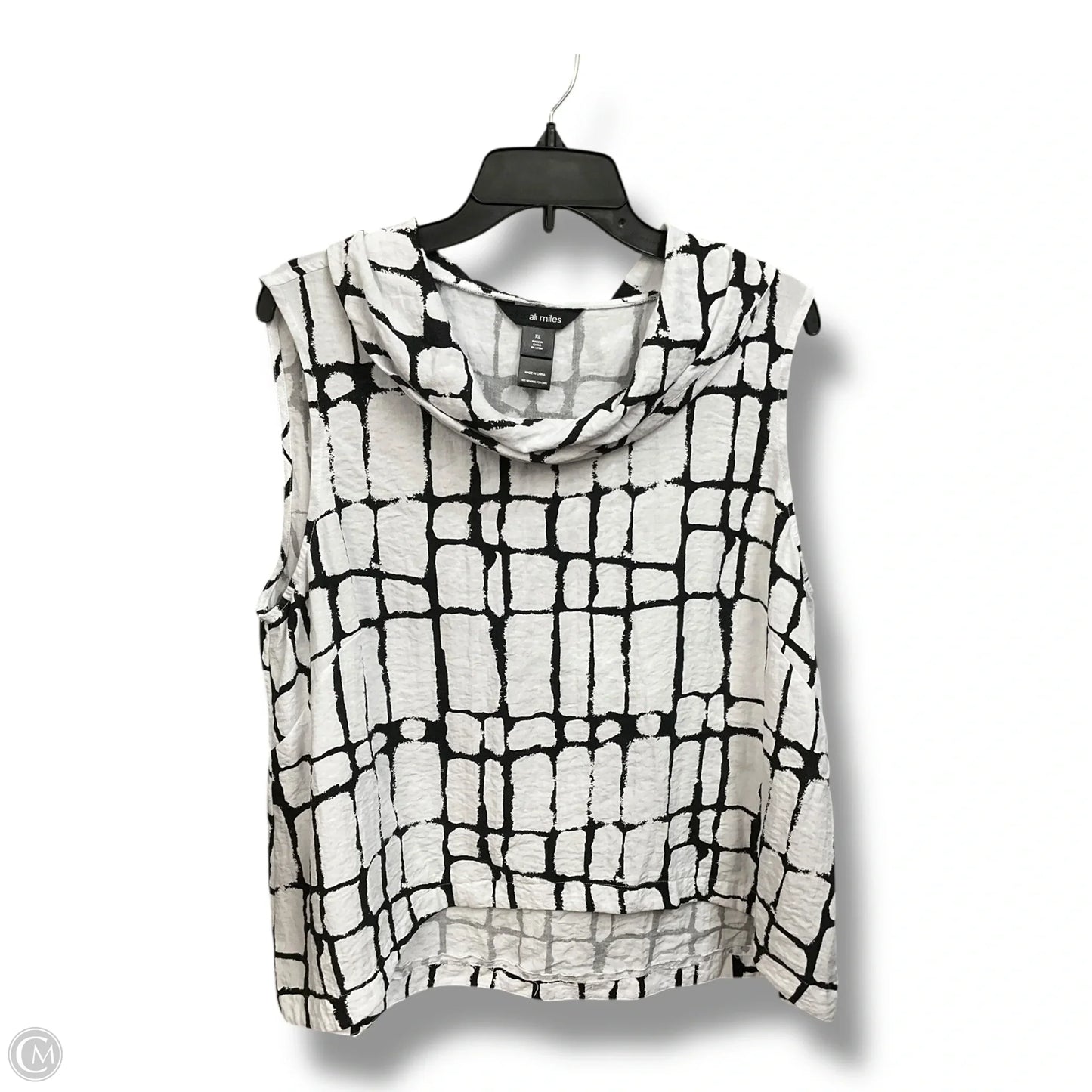 Top Sleeveless By Ali Miles In Black & White, Size: Xl