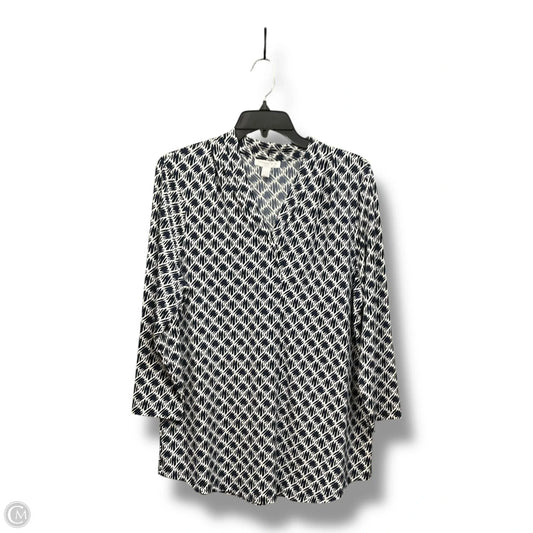 Top Long Sleeve By Charter Club In Blue & White, Size: L
