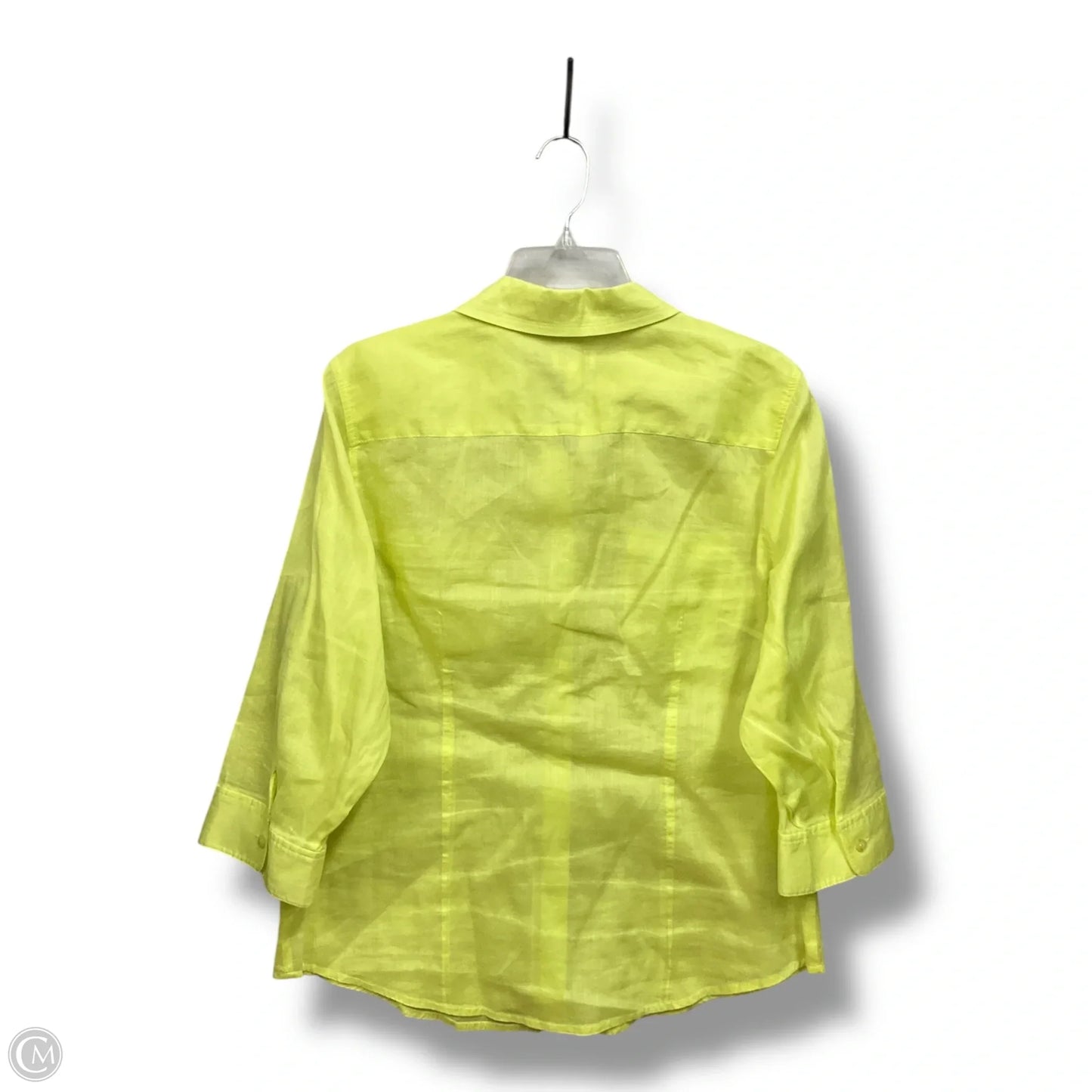 Blouse 3/4 Sleeve By Chicos In Chartreuse, Size: L