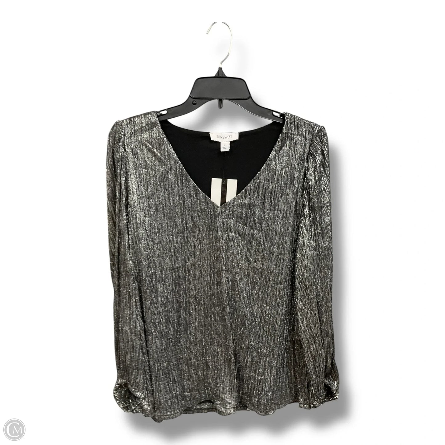 Top Long Sleeve By Nine West In Silver, Size: L