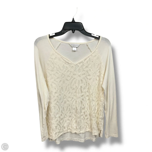 Top Long Sleeve By Christopher And Banks In Cream, Size: Lp