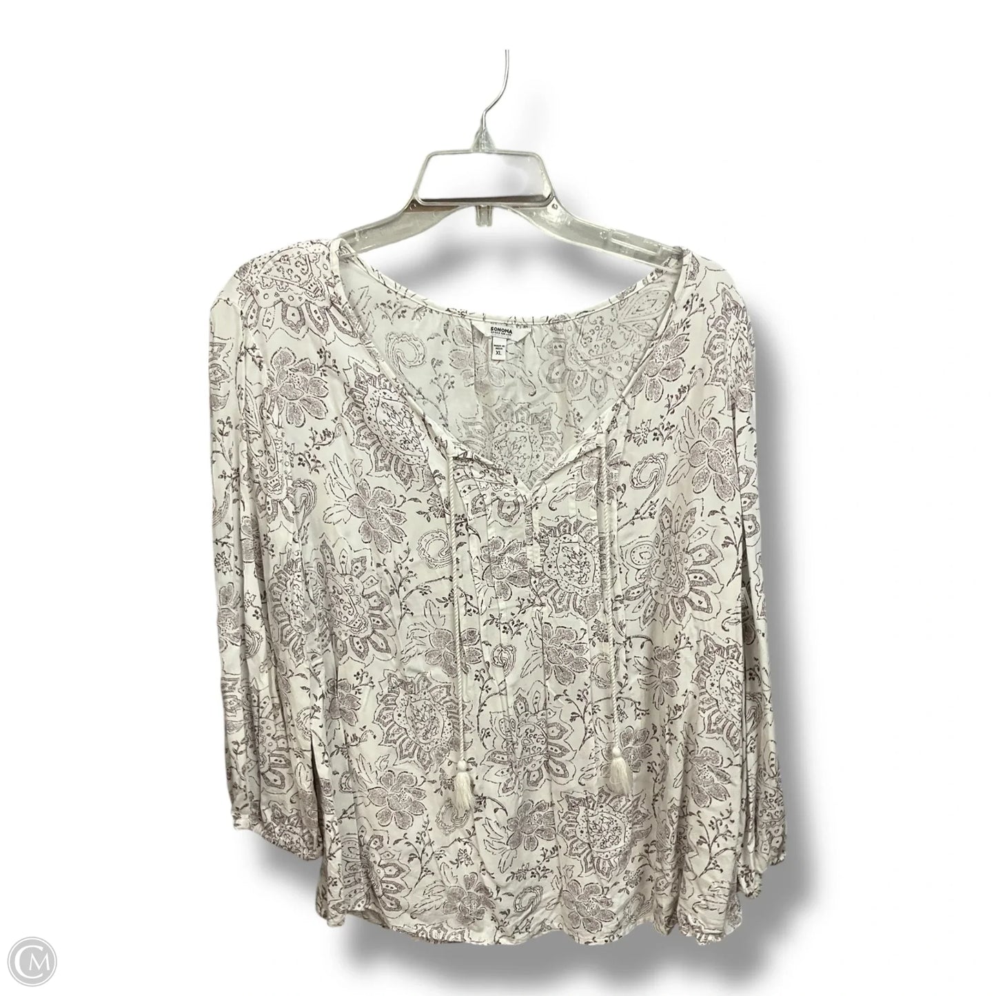 Top 3/4 Sleeve By Sonoma In Purple & White, Size: Xl