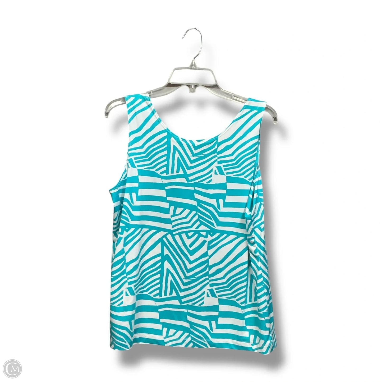 Top Sleeveless By Chicos In Blue & White, Size: L