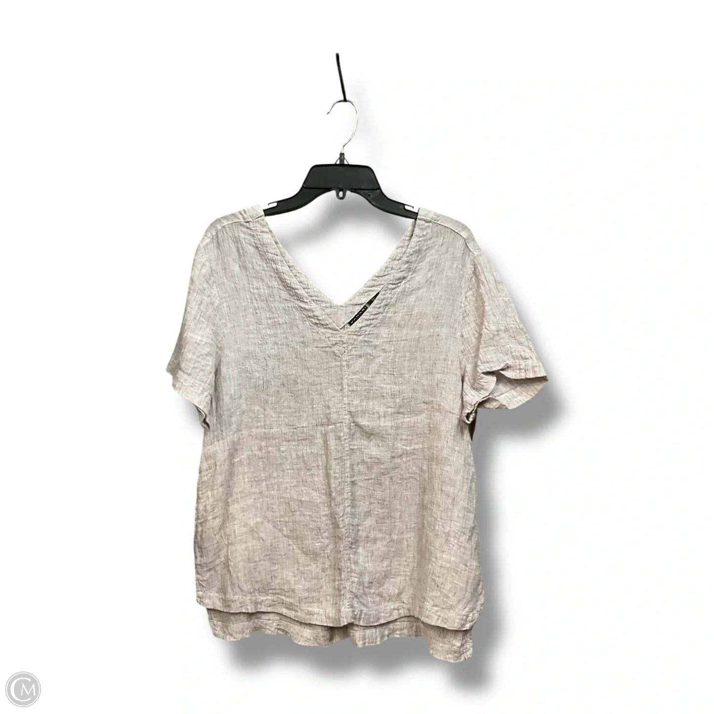 Top Short Sleeve By Tahari By Arthur Levine In Beige, Size: L