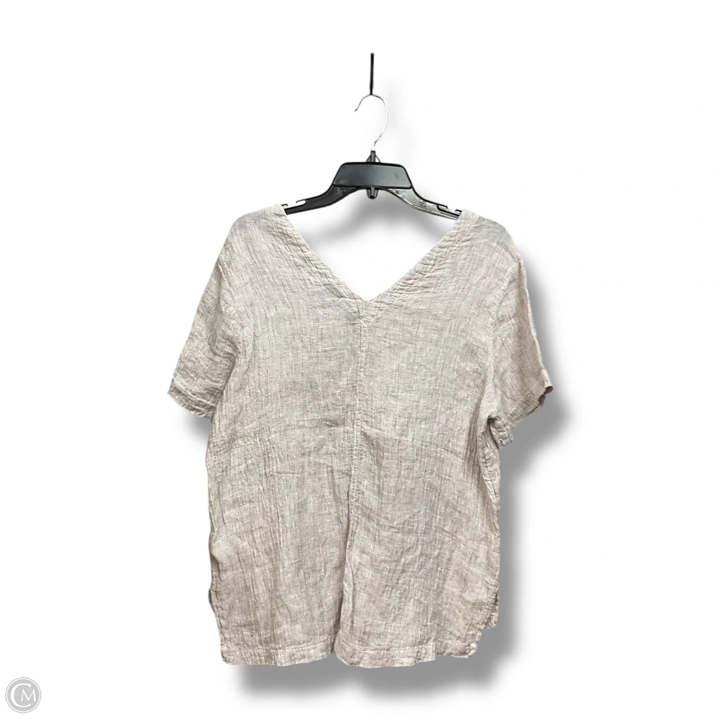 Top Short Sleeve By Tahari By Arthur Levine In Beige, Size: L