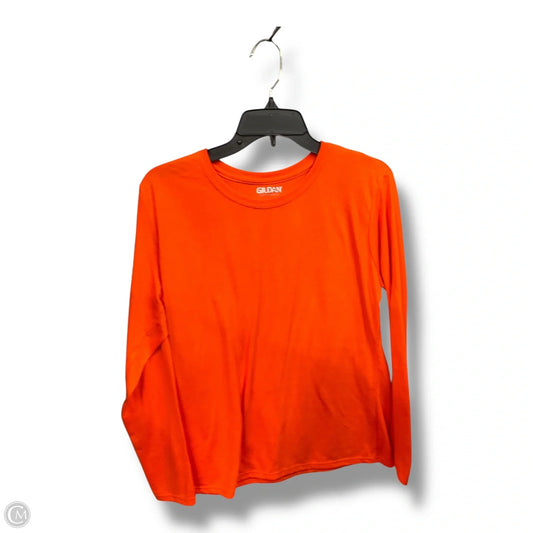 Athletic Top Long Sleeve Crewneck By Gildan In Orange, Size: L