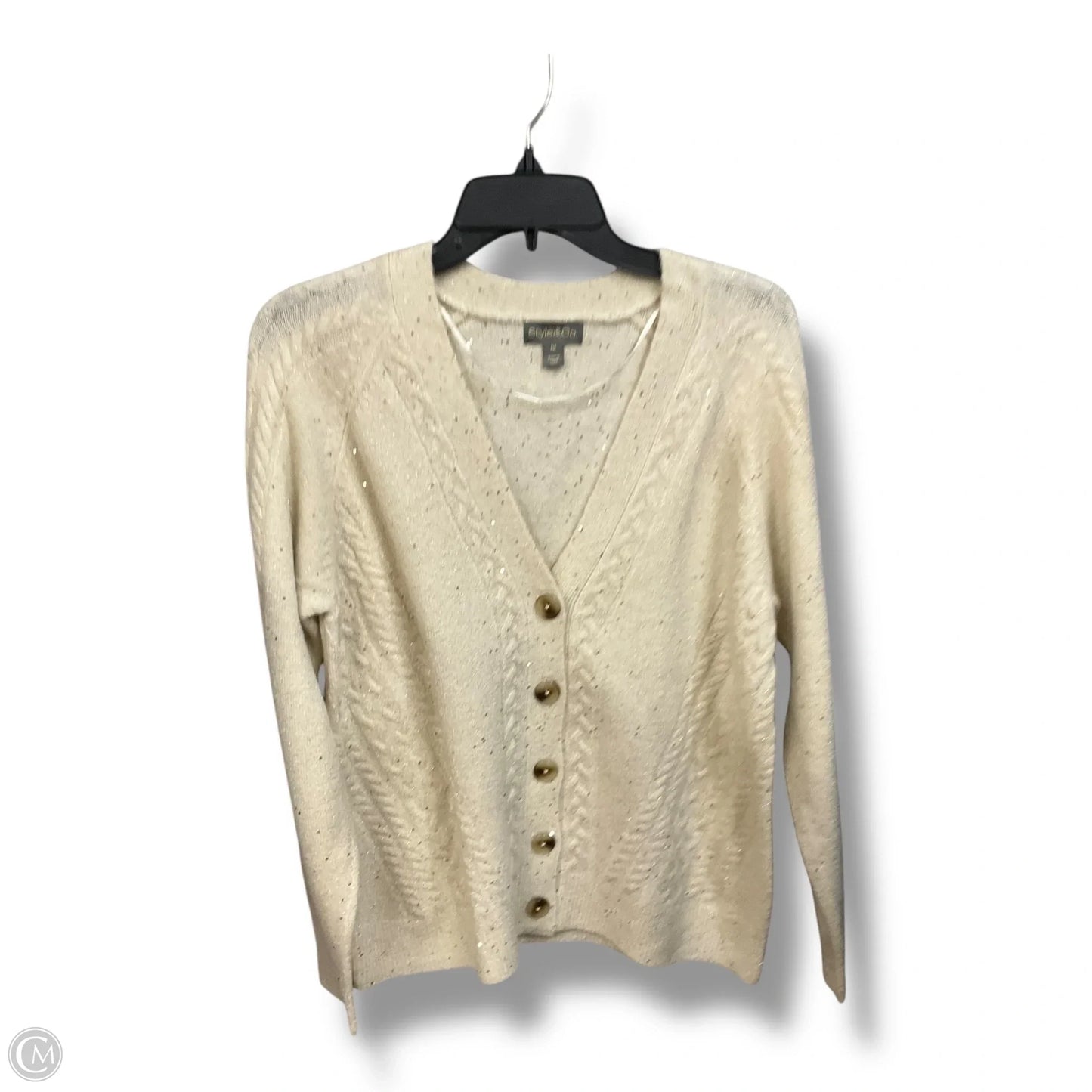 Sweater Cardigan By Style And Company In Cream, Size: Mp