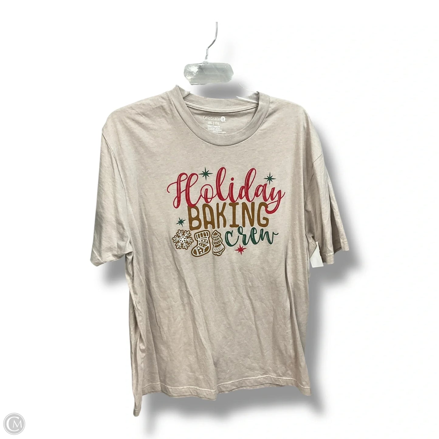 Top Short Sleeve By Clothes Mentor In Beige, Size: 2x