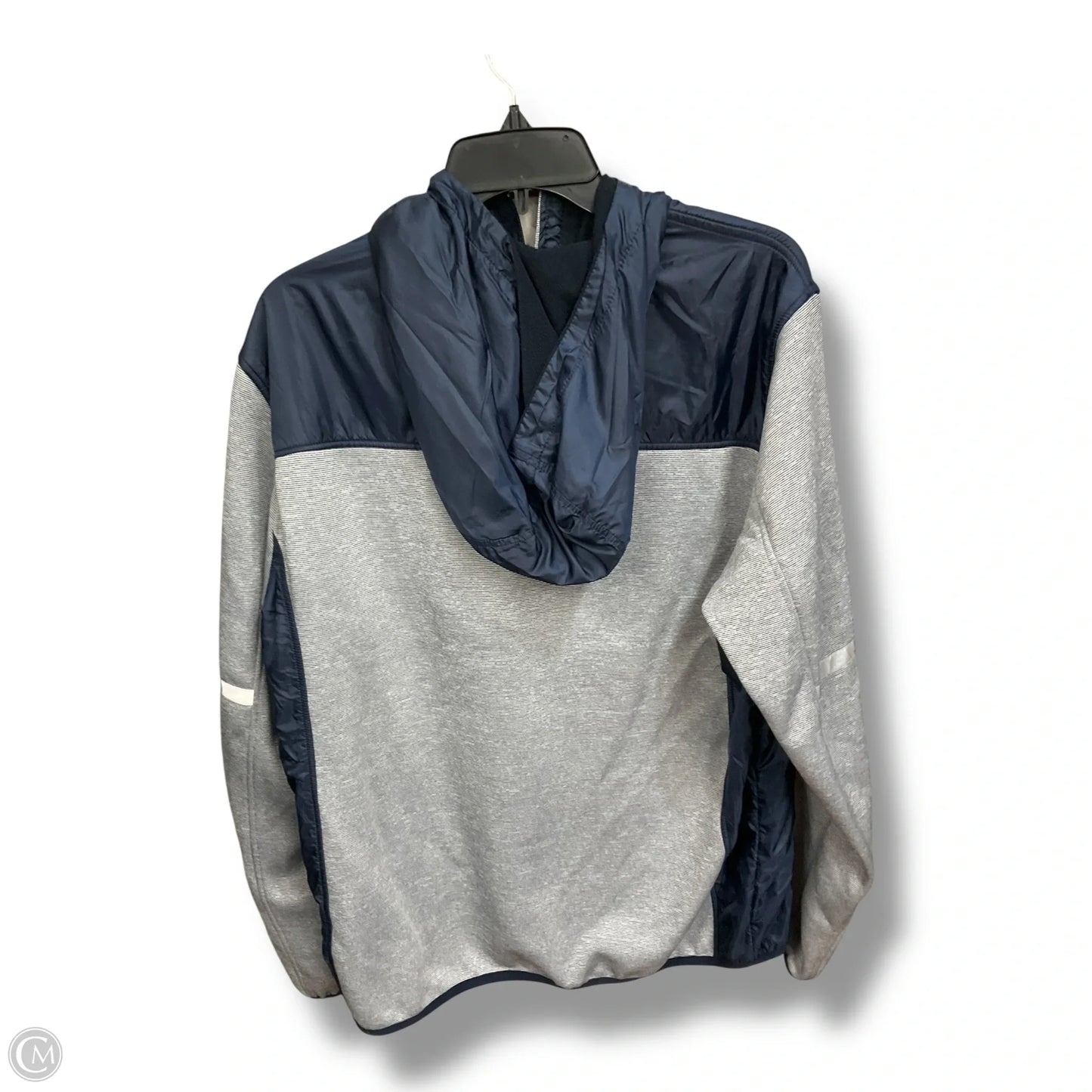 Athletic Jacket By Reebok In Blue & Grey, Size: L