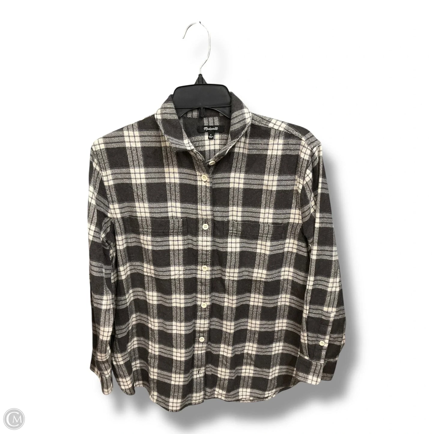 Top Long Sleeve By Madewell In Plaid Pattern, Size: S