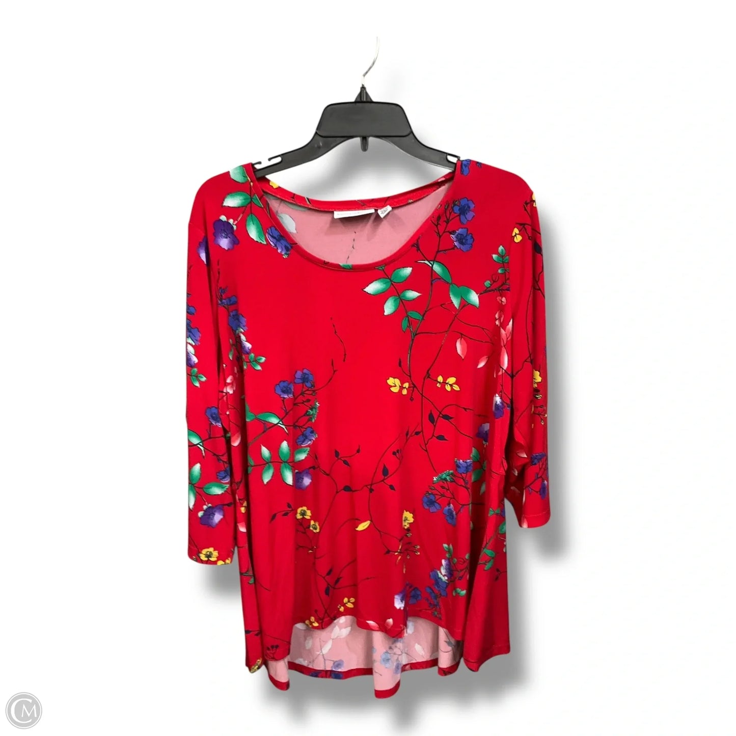 Top 3/4 Sleeve By Susan Graver In Floral Print, Size: 1x