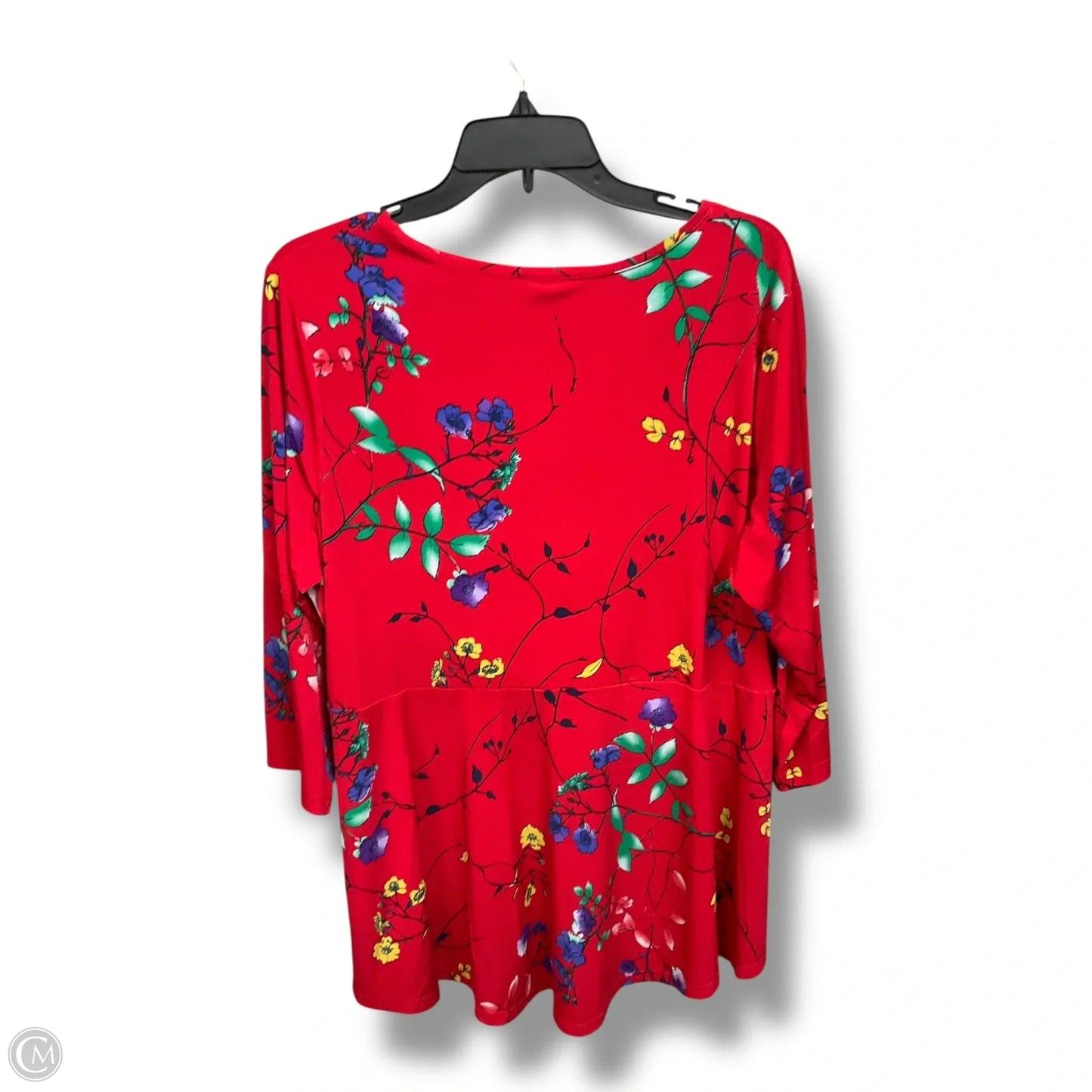 Top 3/4 Sleeve By Susan Graver In Floral Print, Size: 1x