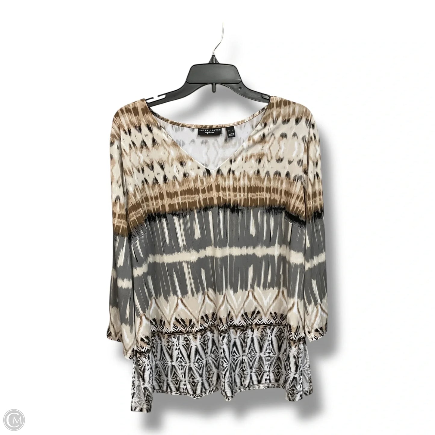 Top 3/4 Sleeve By Susan Graver In Multi-colored, Size: Xl