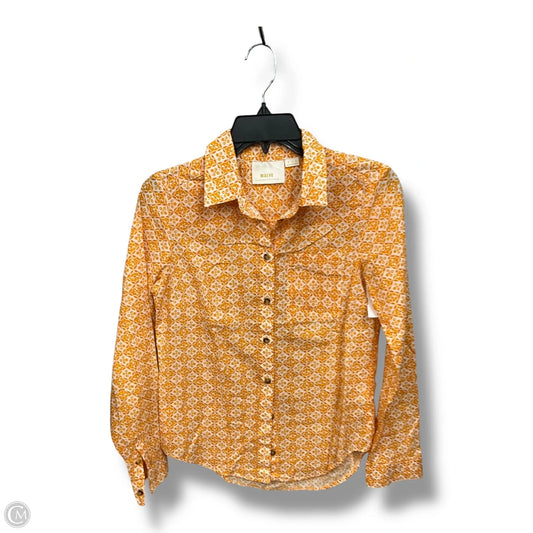 Blouse 3/4 Sleeve By Maeve In Orange & White, Size: S
