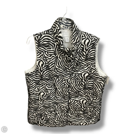 Vest Puffer & Quilted By Liz Claiborne In Zebra Print, Size: Xl