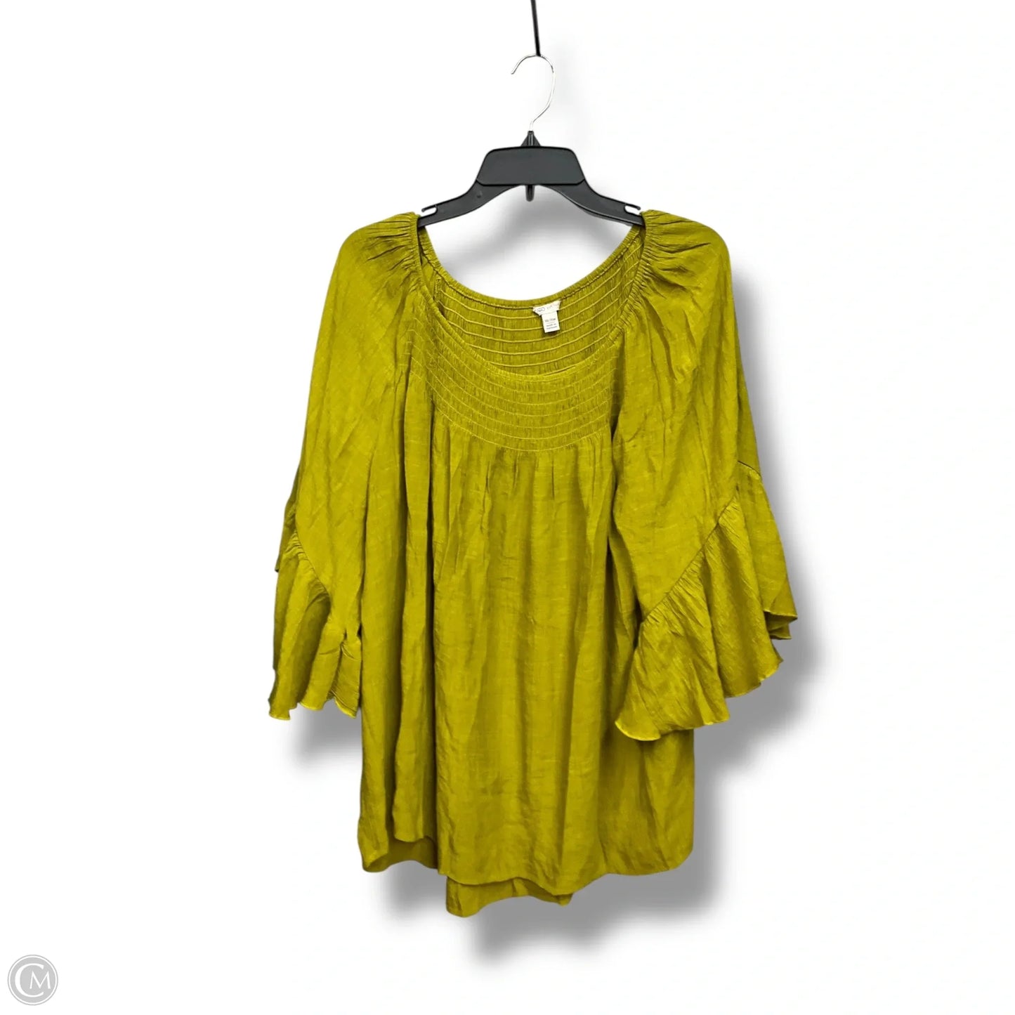Top 3/4 Sleeve By Cato In Chartreuse, Size: Xxl