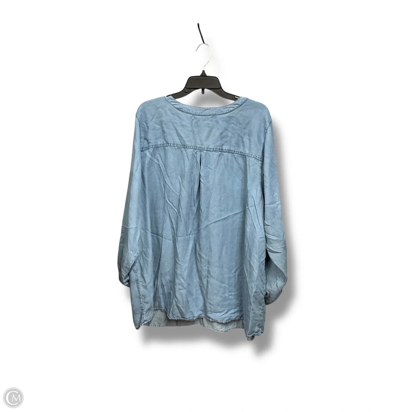 Top Long Sleeve By Cj Banks In Blue Denim, Size: 3x