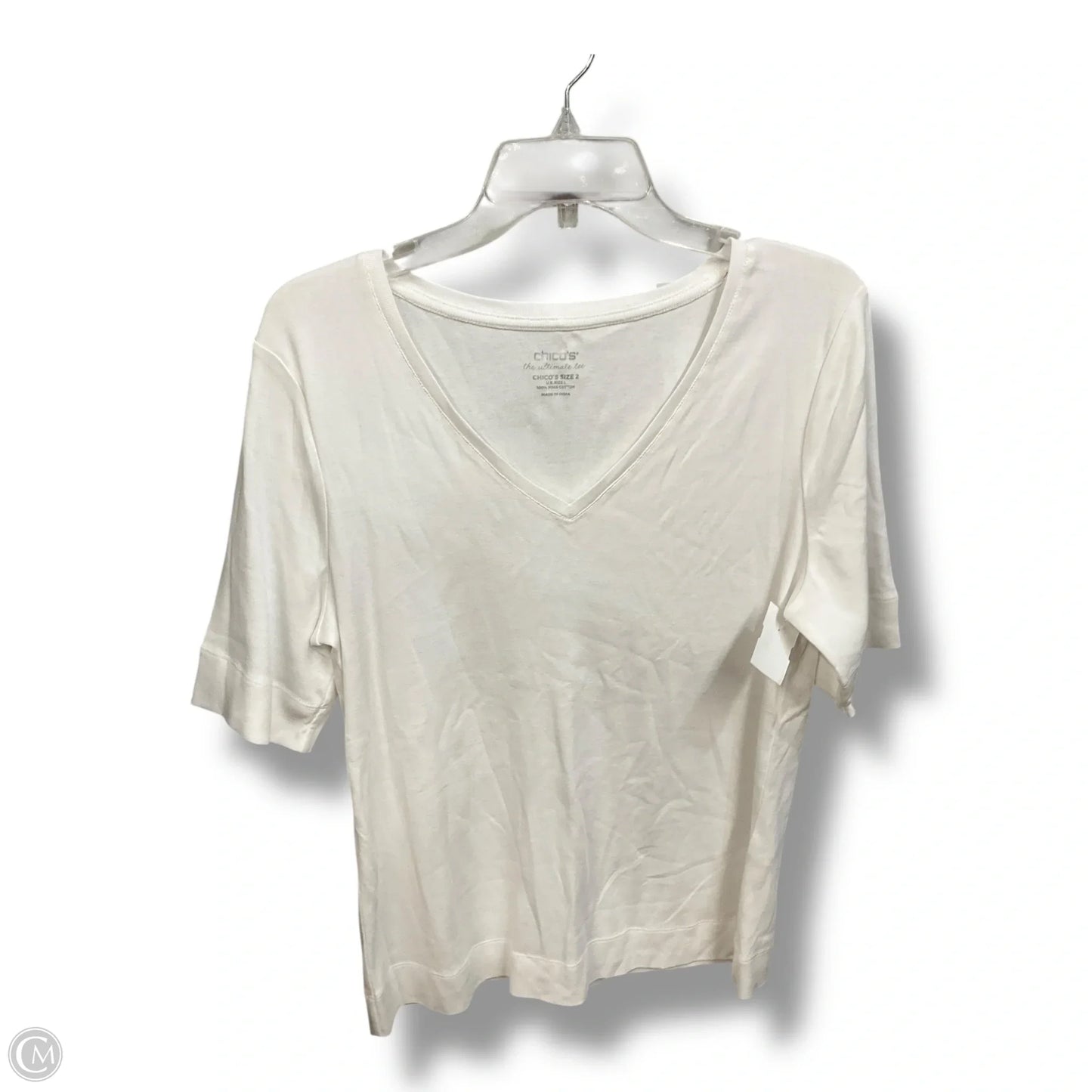 Top Short Sleeve Basic By Chicos In White, Size: L