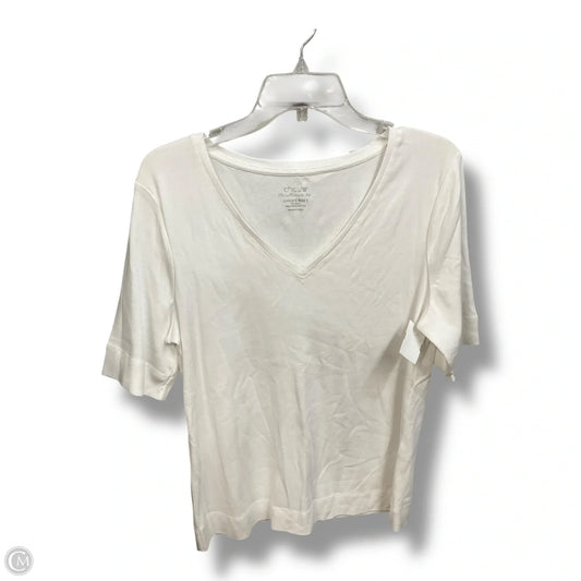 Top Short Sleeve Basic By Chicos In White, Size: L