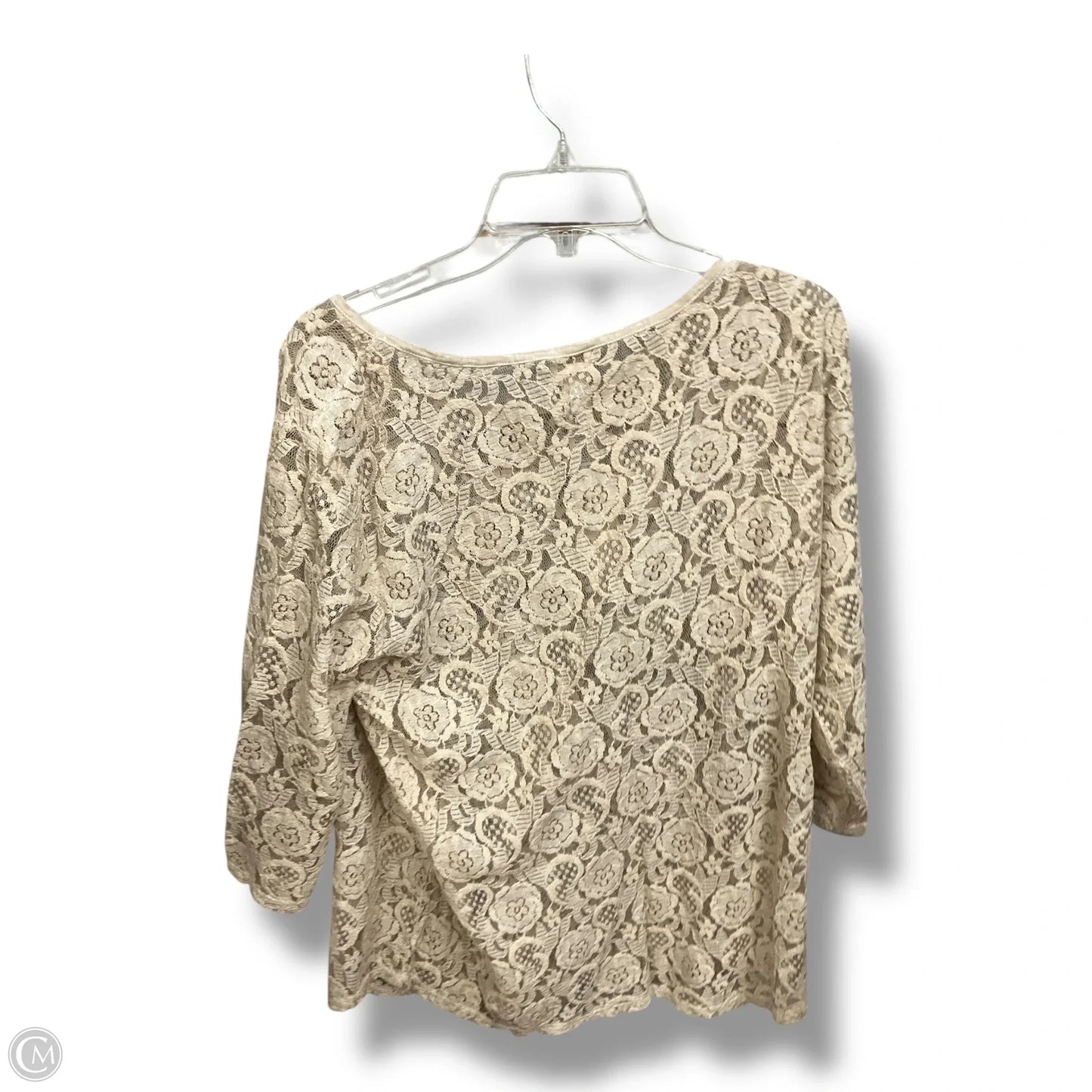 Top 3/4 Sleeve By Chicos In Beige, Size: Xl