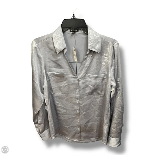 Blouse Long Sleeve By Express In Silver, Size: M