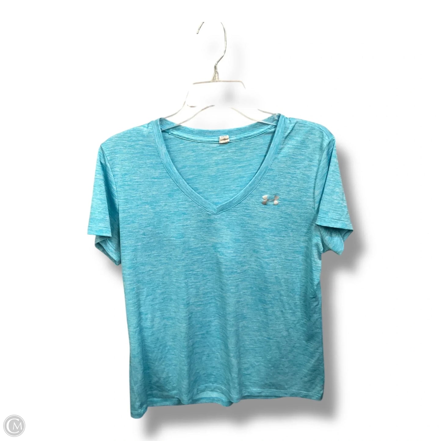 Athletic Top Short Sleeve By Under Armour In Aqua, Size: L