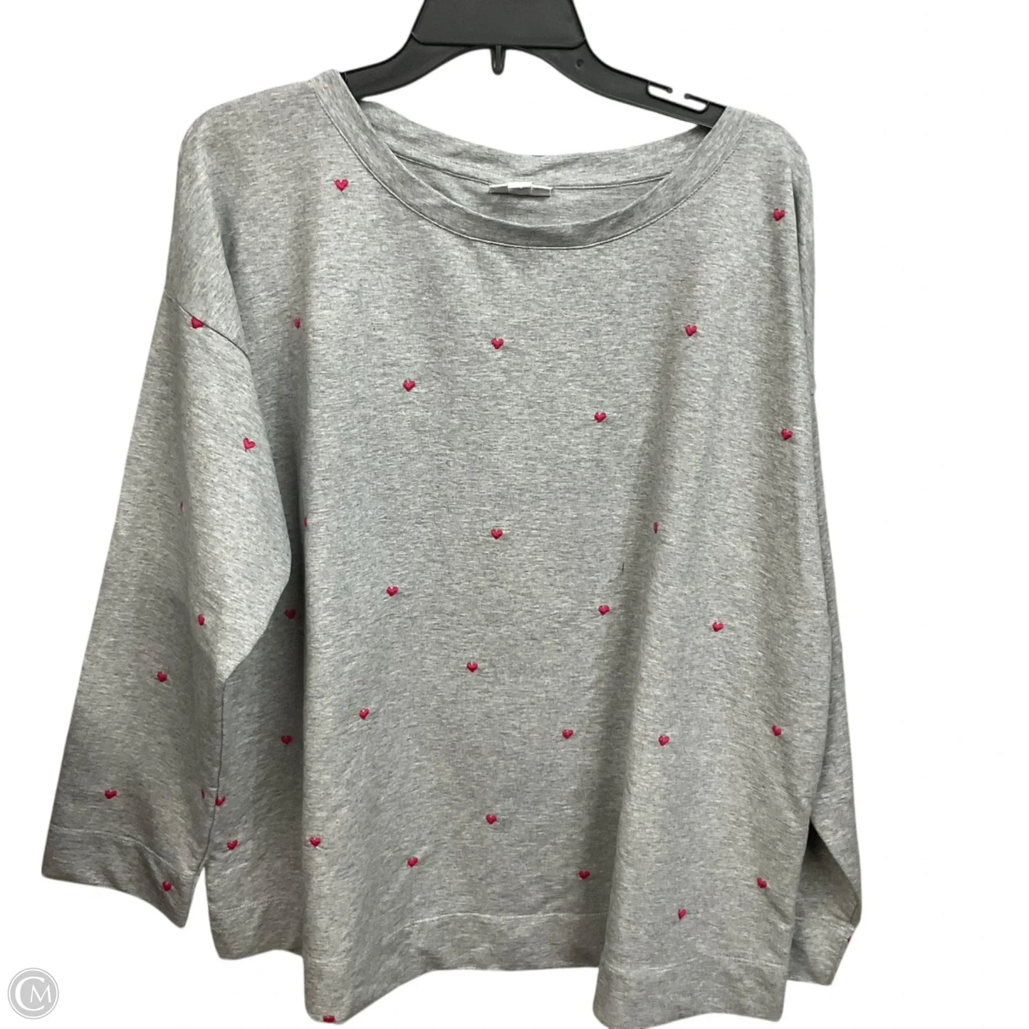 Top Long Sleeve Basic By J. Jill In Grey & Pink, Size: Xl