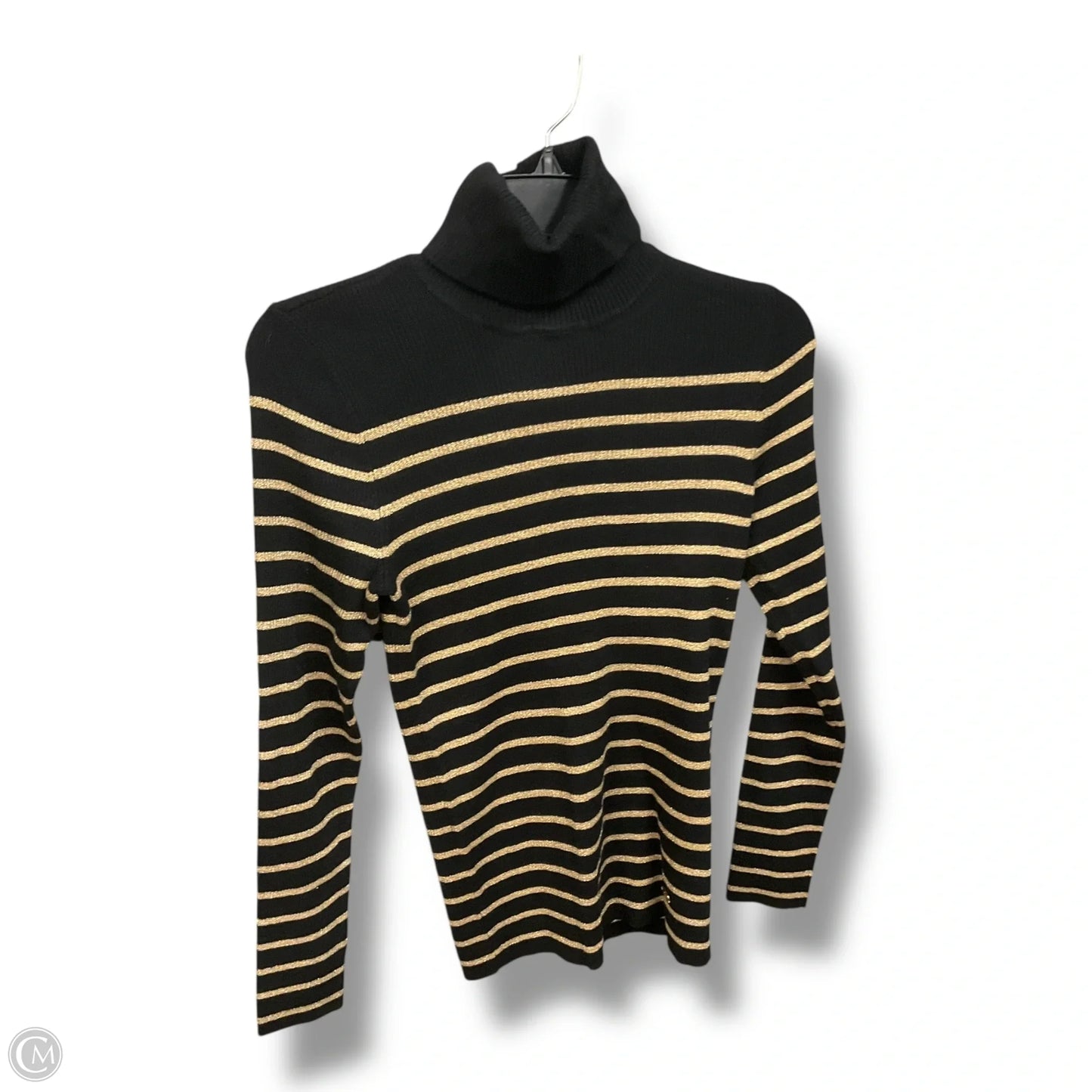 Top Long Sleeve By Lauren By Ralph Lauren In Black & Gold, Size: M