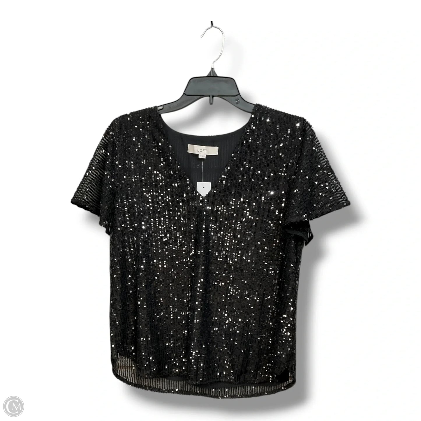 Top Short Sleeve By Loft In Black, Size: S