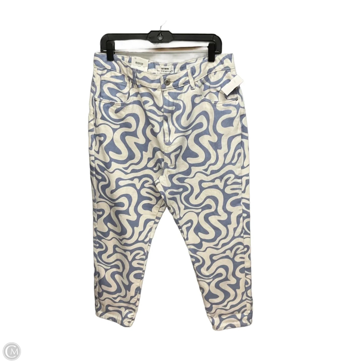 Jeans Straight By Cotton On In Blue & White, Size: 12