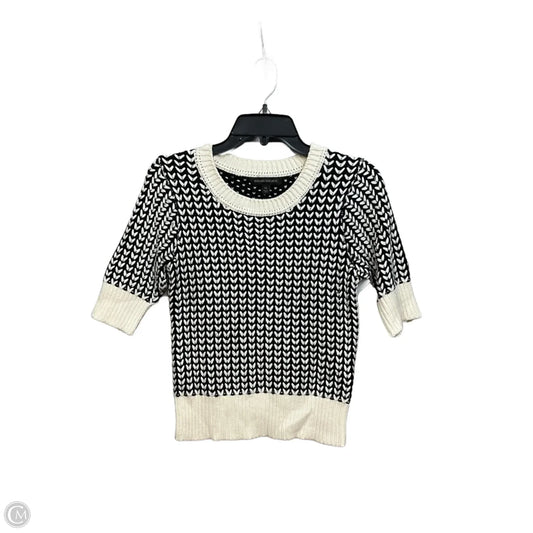 Sweater Short Sleeve By Banana Republic In Black & Cream, Size: Xs