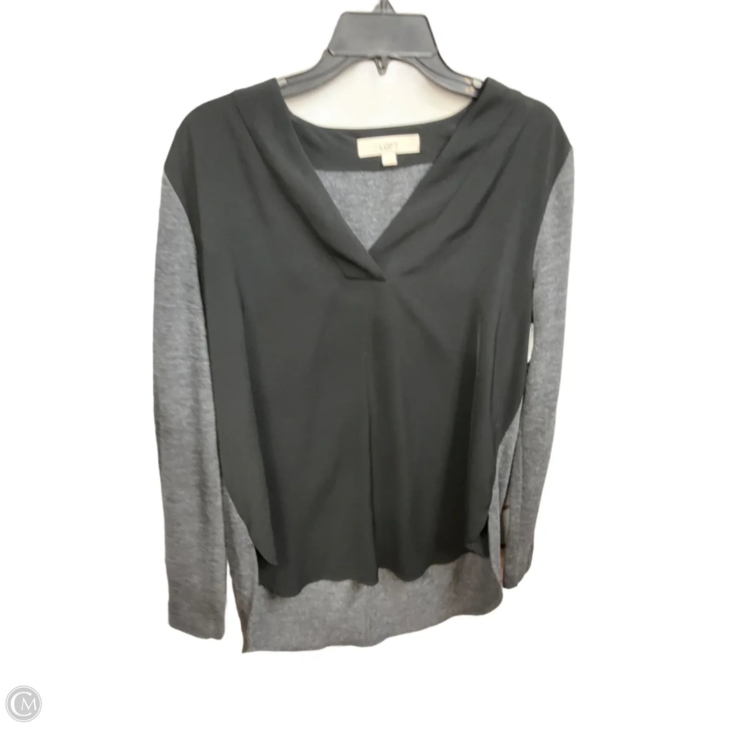 Top Long Sleeve Basic By Loft In Black & Grey, Size: M