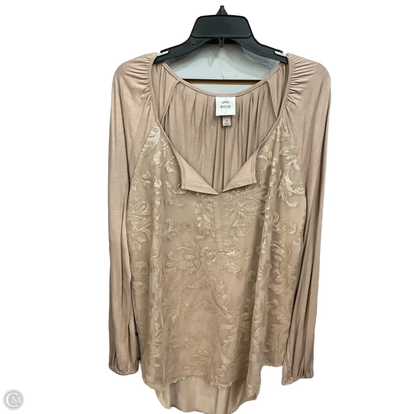 Top Long Sleeve By Knox Rose In Tan, Size: Xl