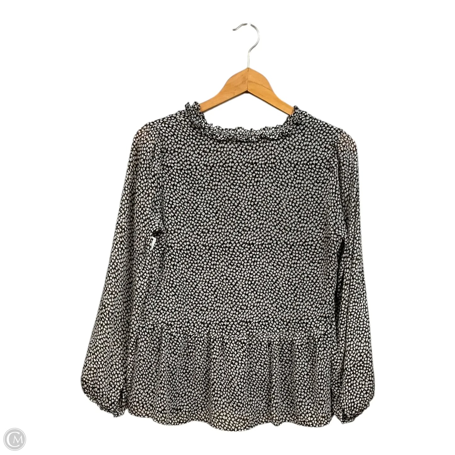 Blouse Long Sleeve By Loft In Black & White, Size: Sp