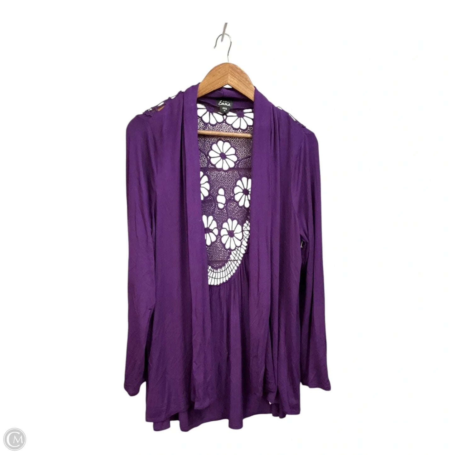 Cardigan By Simply Emma In Purple, Size: 2x