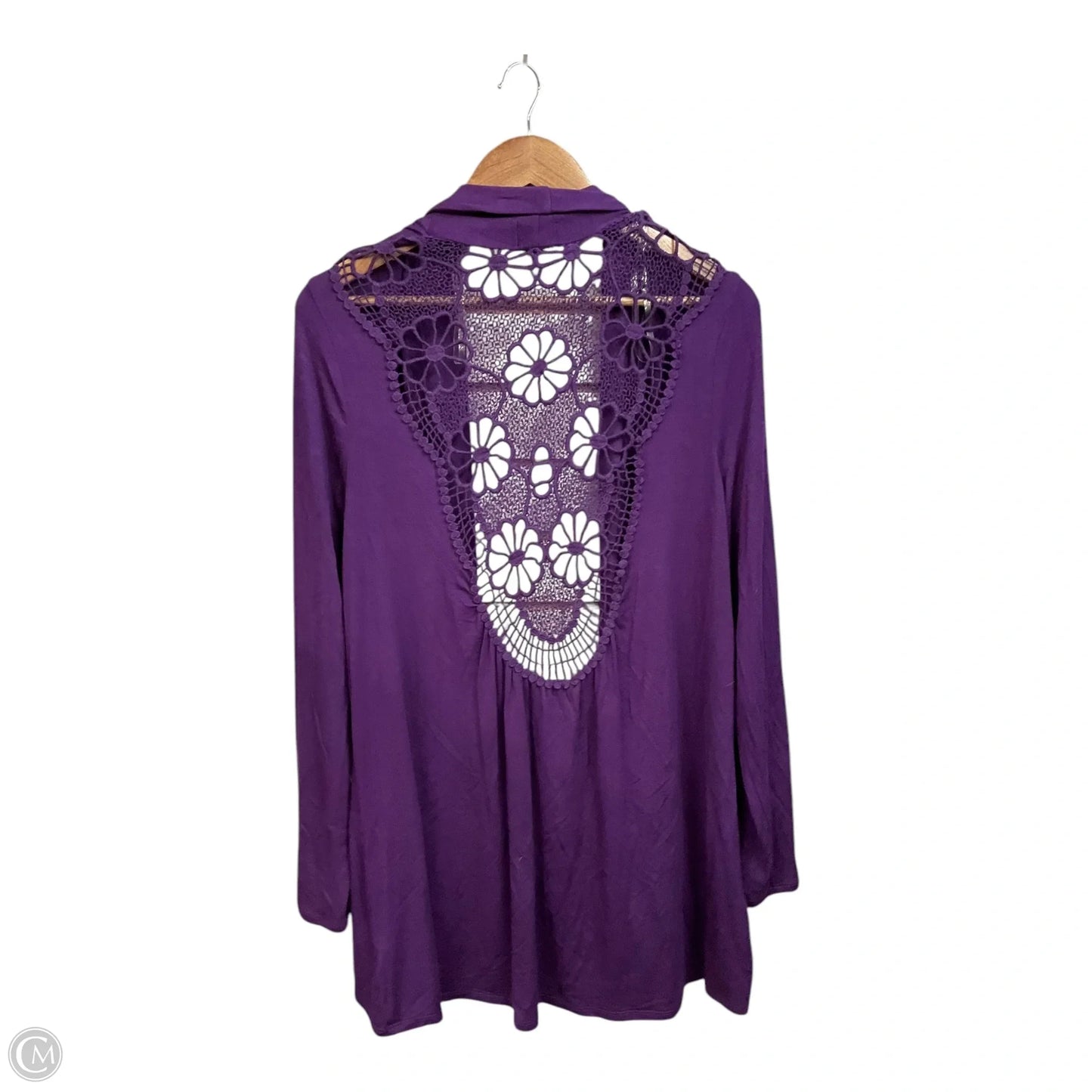 Cardigan By Simply Emma In Purple, Size: 2x