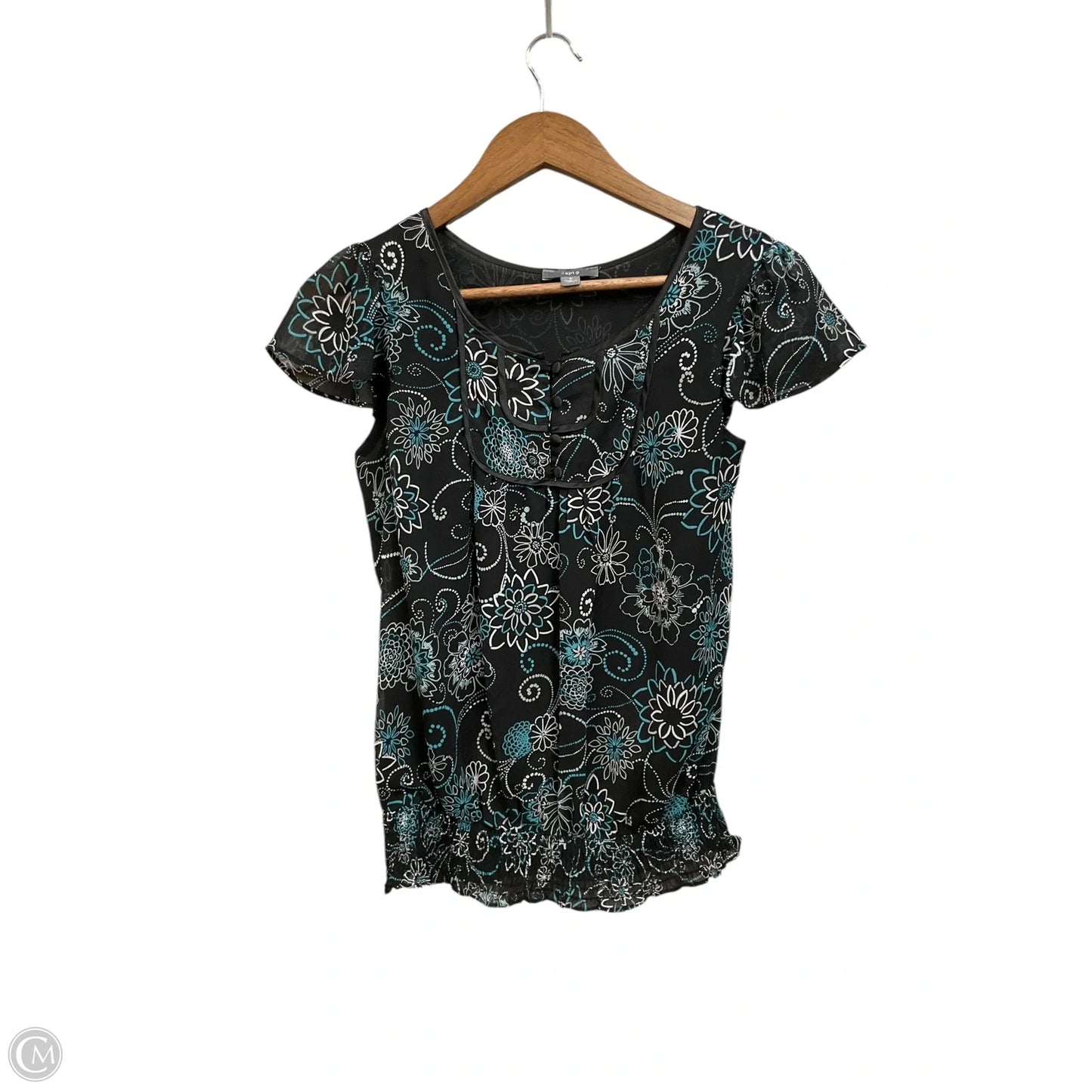Blouse Short Sleeve By Apt 9 In Floral Print, Size: S