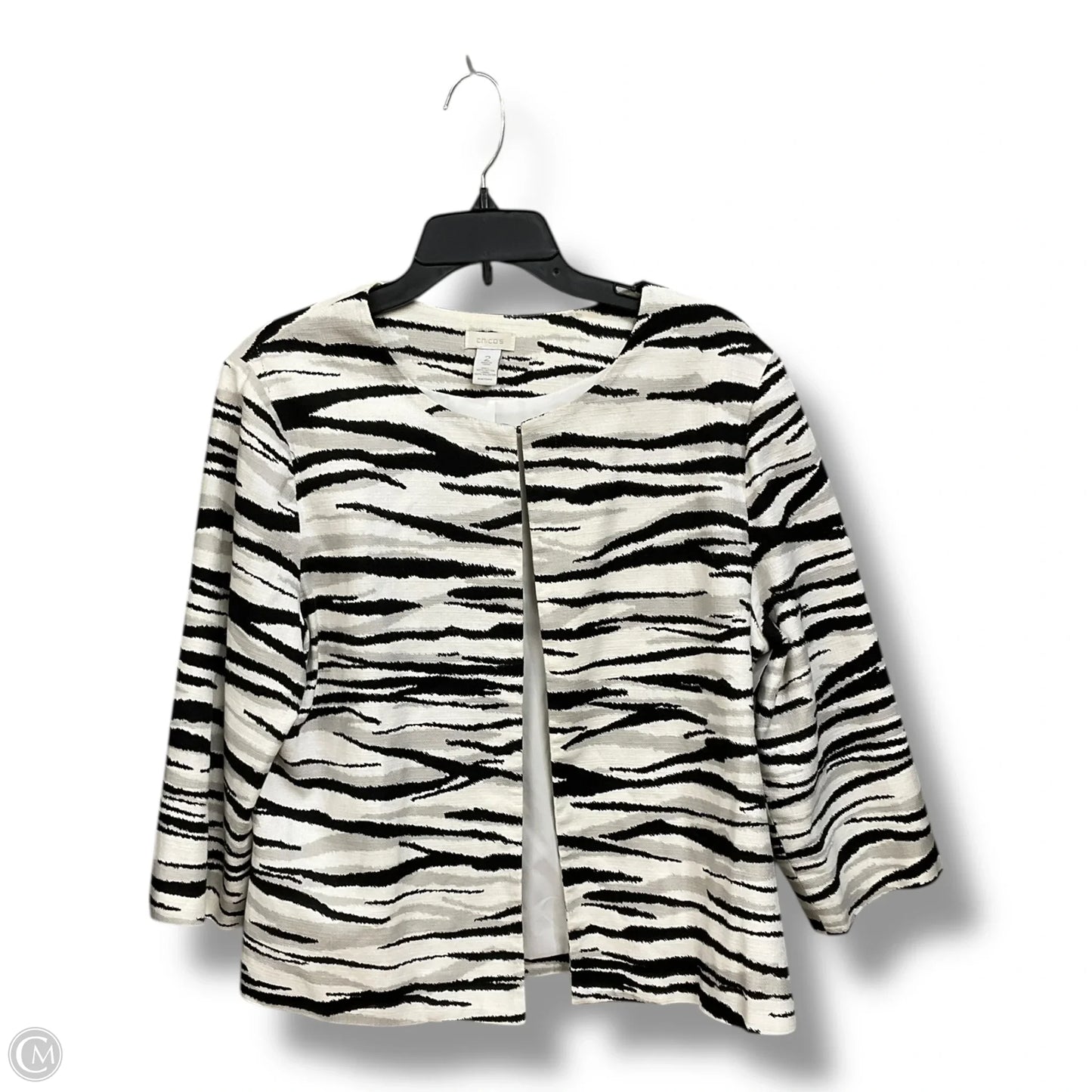 Blazer By Chicos In Black & White, Size: L