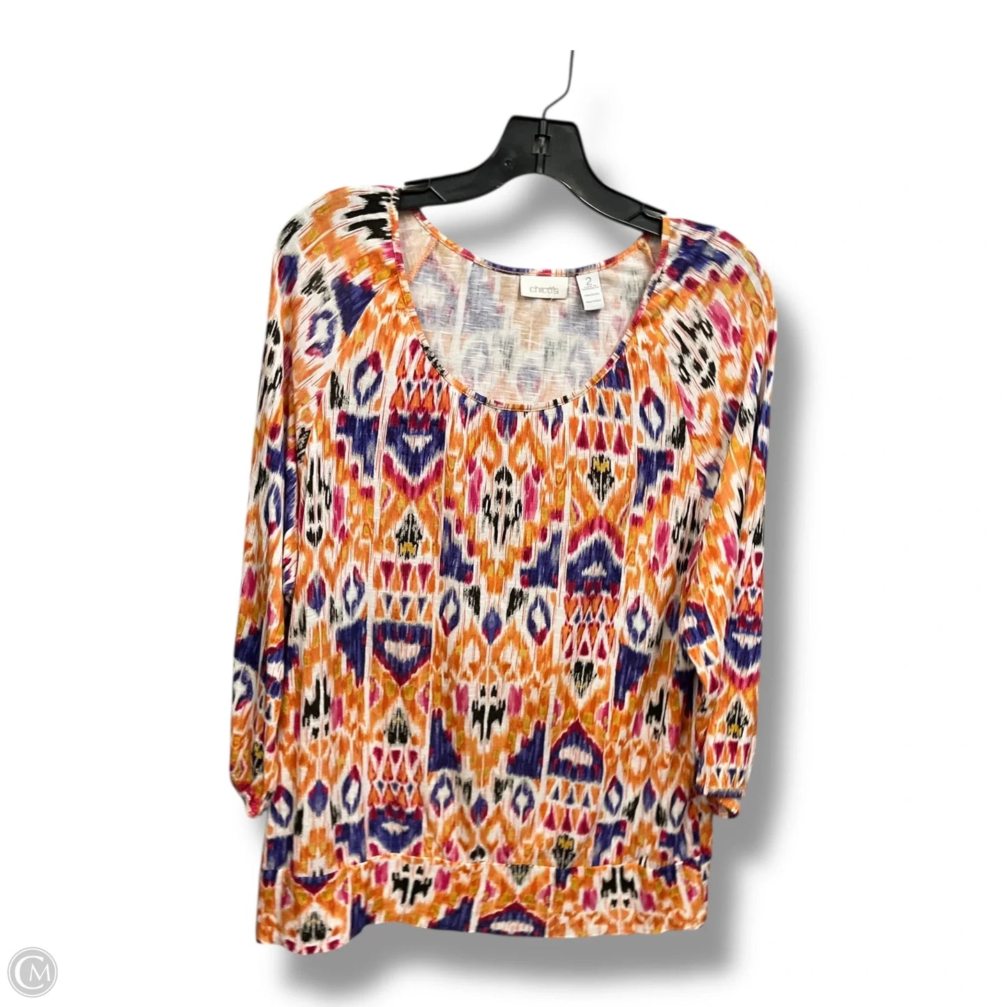 Top 3/4 Sleeve By Chicos In Multi-colored, Size: L