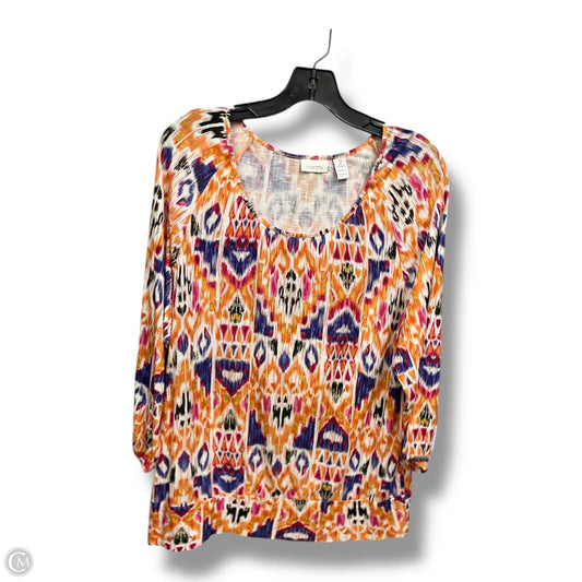 Top 3/4 Sleeve By Chicos In Multi-colored, Size: L