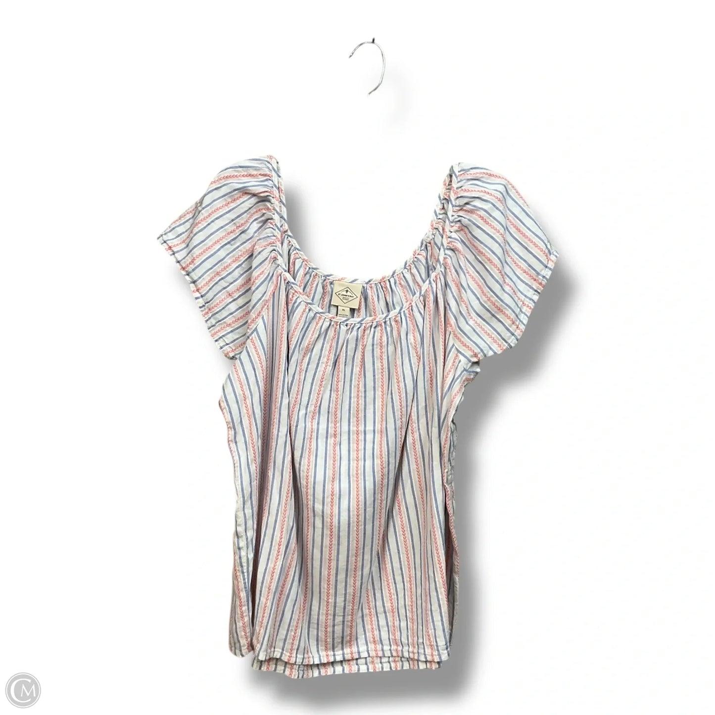 Blouse Short Sleeve By St Johns Bay In Striped Pattern, Size: Xl