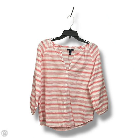 Top 3/4 Sleeve By Gap In Pink & White, Size: S