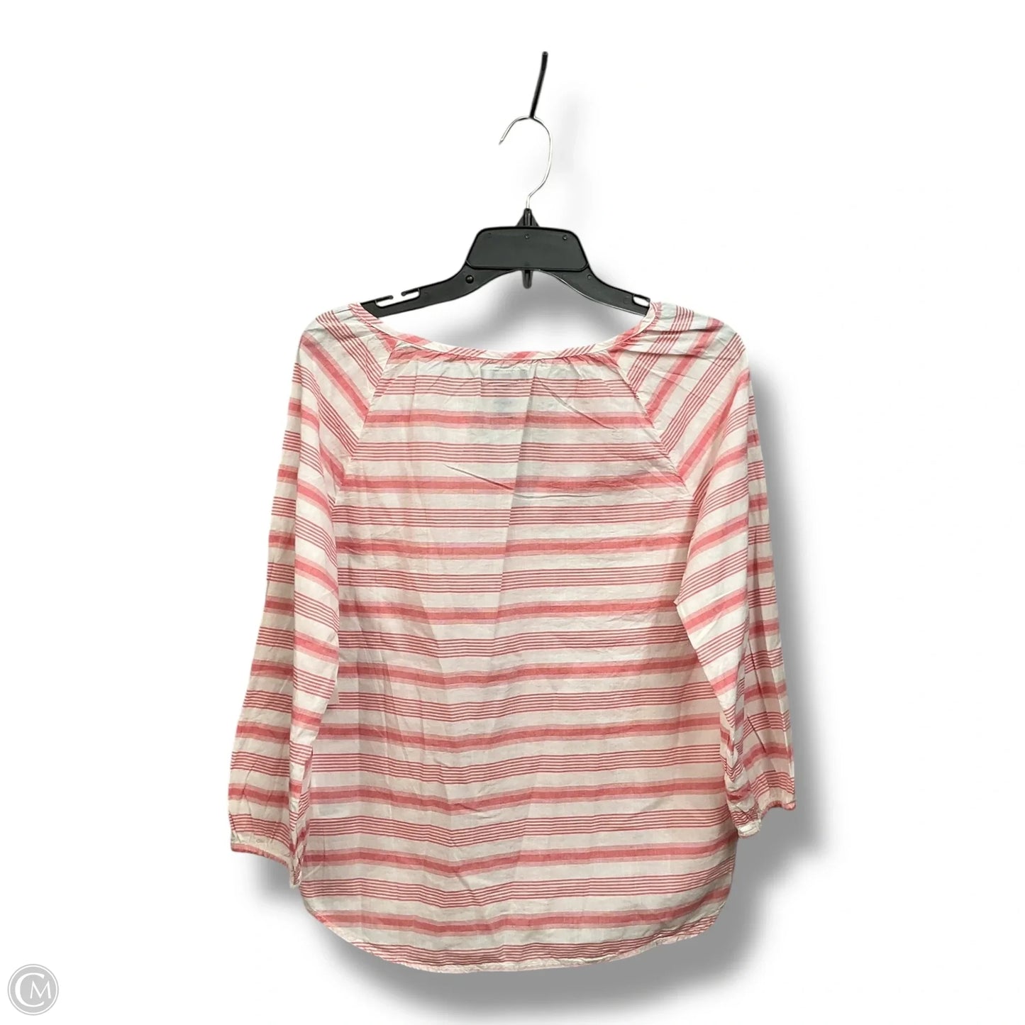 Top 3/4 Sleeve By Gap In Pink & White, Size: S