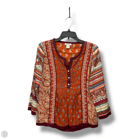 Blouse Long Sleeve By Lucky Brand In Multi-colored, Size: Xs