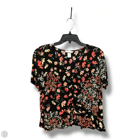 Top Short Sleeve By H&m In Floral Print, Size: Large
