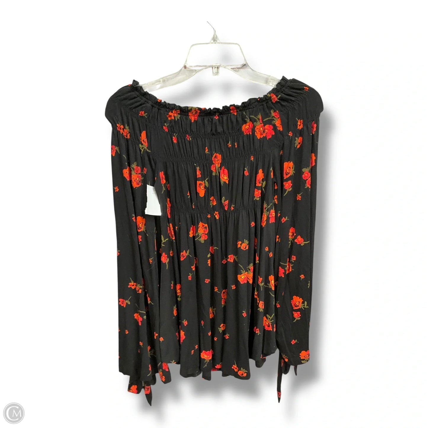 Top Long Sleeve By Free People In Black & Red, Size: S