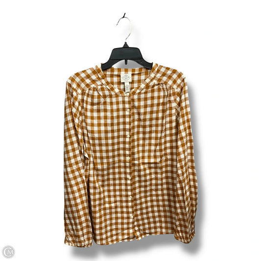 Blouse Long Sleeve By St Johns Bay In Checkered Pattern, Size: Xl